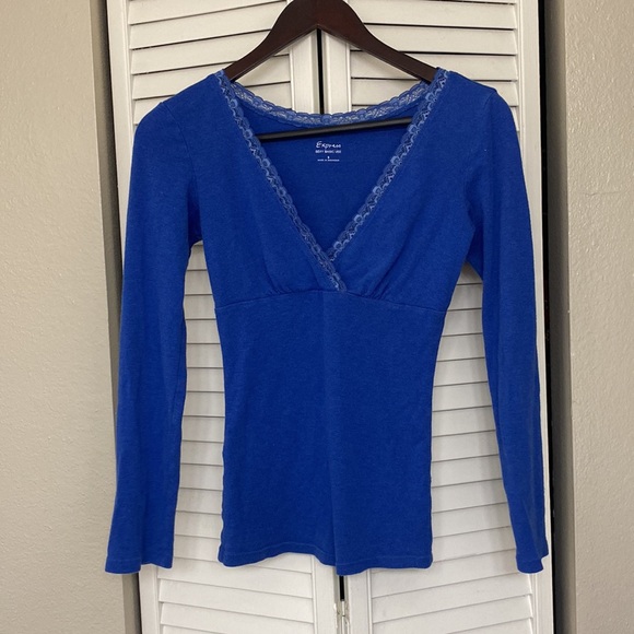 Express Sexy Basic Vee. Blue size S - Picture 5 of 5